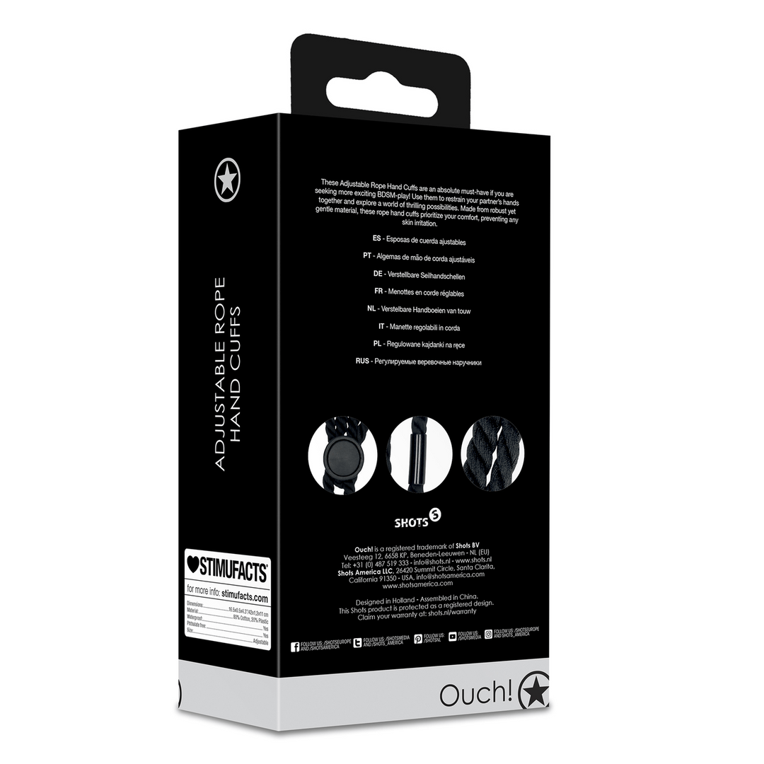 Handschellen Ouch aus Seil verstellbar Schwarz 42 cm – Ansicht 3