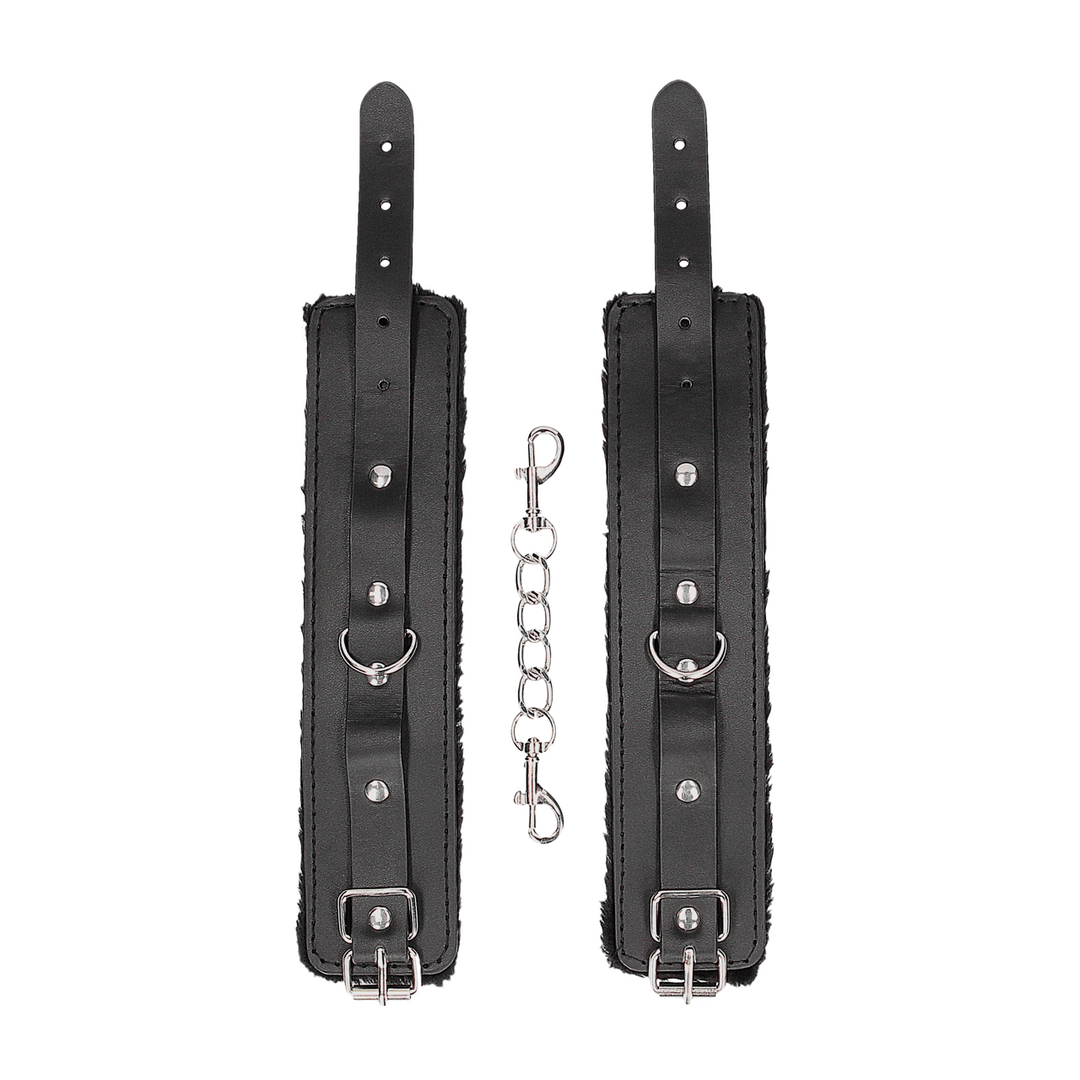 Handfesseln Ouch Black and White mit Plüschfutter 30 cm Schwarz – Ansicht 5