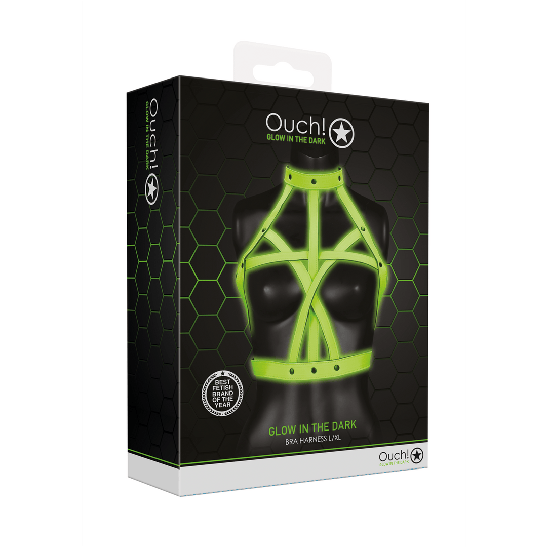Harness Ouch BH mit Halsband nachtleuchtend L/XL Grün – Ansicht 2