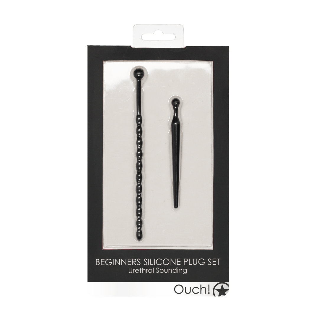 Harnröhrensonden-Set Ouch aus Silikon für Anfänger Schwarz 10 und 15,5 cm – Ansicht 2