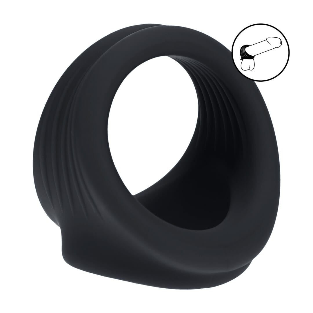 Hodenring aus Silikon für Penis und Hoden Schwarz 5 cm