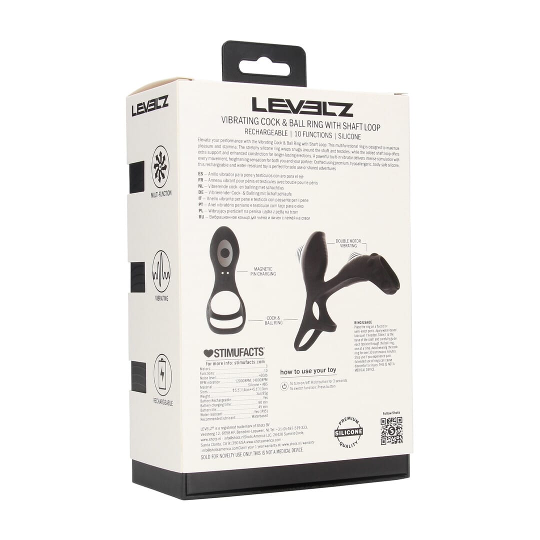 Hodenring mit Vibration und Schaftschlaufe aus Silikon Schwarz 14 cm – Ansicht 3