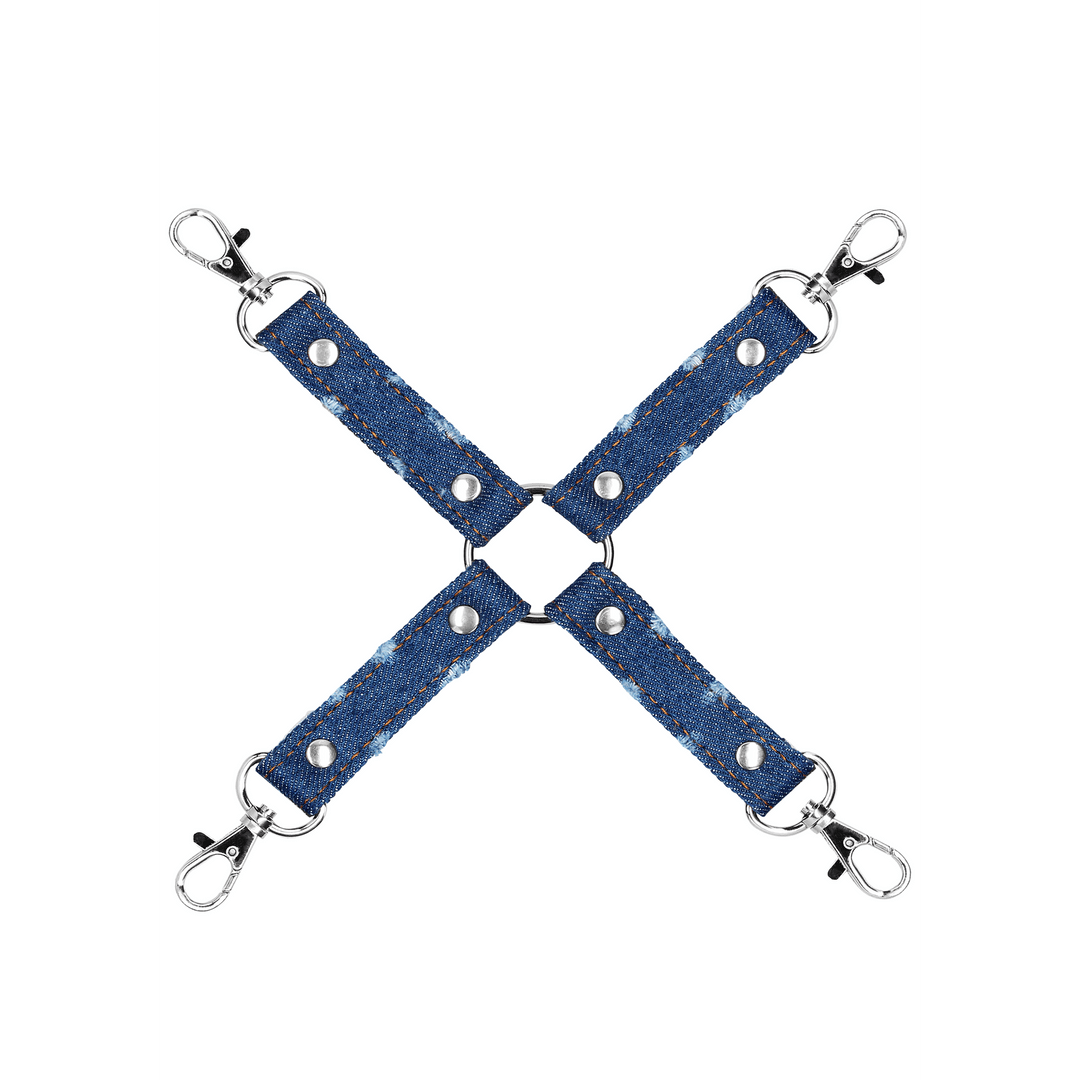 Hogtie-Kreuz Ouch aus Denim vegan Blau 25 cm