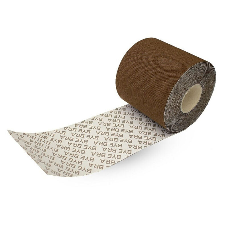Bye-Bra - Körperband 5 M x 6,5 cm + 3 Paar Braune Nippelabdeckungen