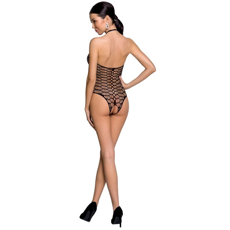 Passion - Woman Bs087 Schwarzer Bodystocking, Eine Grösse