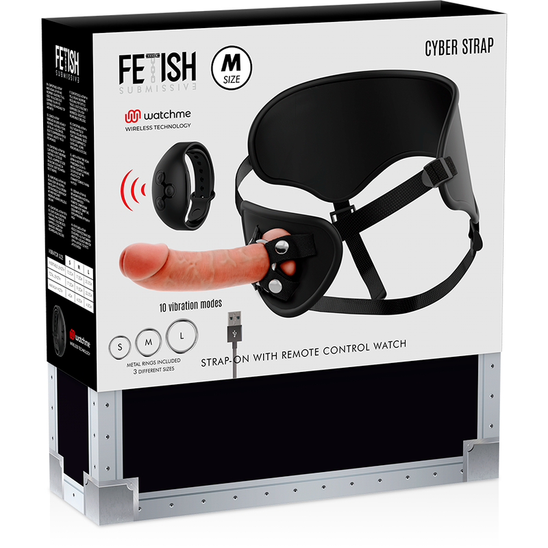 Fetish Submissive Cyber Strap - Harness mit Fernbedienung Dildo Watchme M Technologie