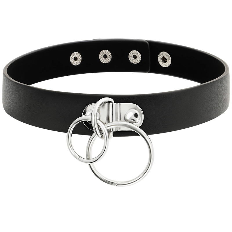 Coquette Chic Desire - Doppelring-Halsband aus Veganem Leder