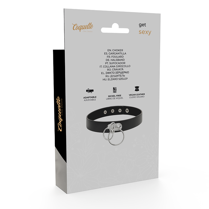 Coquette Chic Desire - Doppelring-Halsband aus Veganem Leder