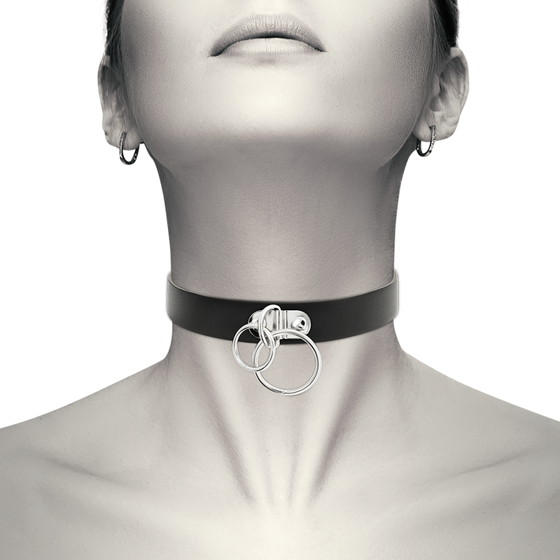 Coquette Chic Desire - Doppelring-Halsband aus Veganem Leder