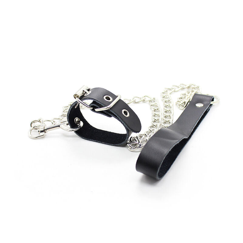 Ohmama Fetish - Penis-Halskette und Lederarmband mit Metallkette