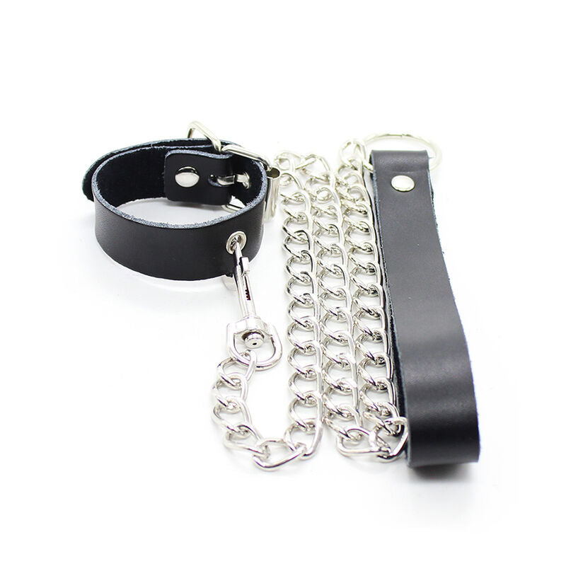 Ohmama Fetish - Penis-Halskette und Lederarmband mit Metallkette