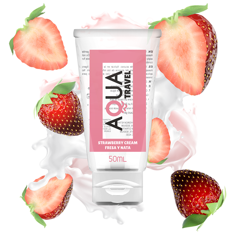 Aqua Travel - Gleitmittel auf Wasserbasis mit Erdbeer-Creme-Geschmack - 50 ml