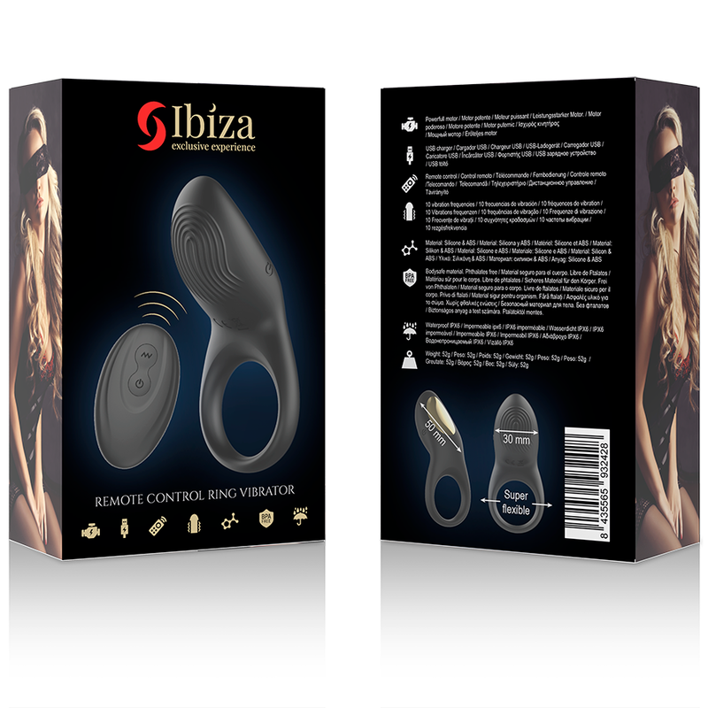 Ibiza - Vollkontakt-Vibrationsring mit Fernbedienung