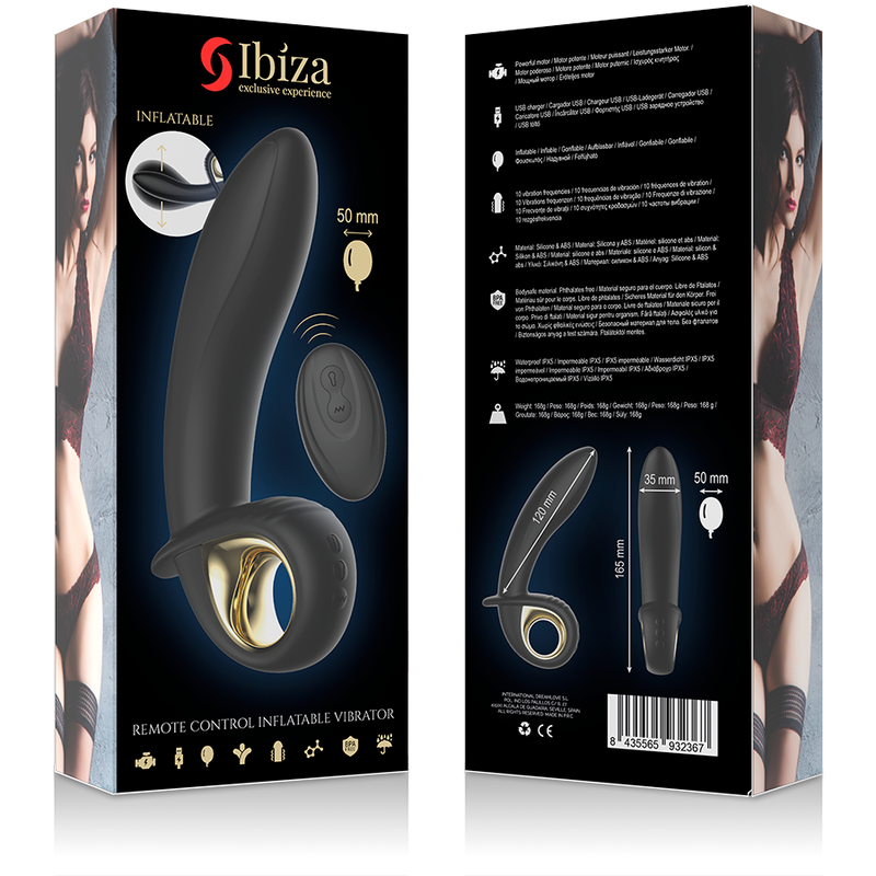 Ibiza - Leistungsstarker Aufblasbarer Anal/Vaginal-Vibrator mit Fernbedienung