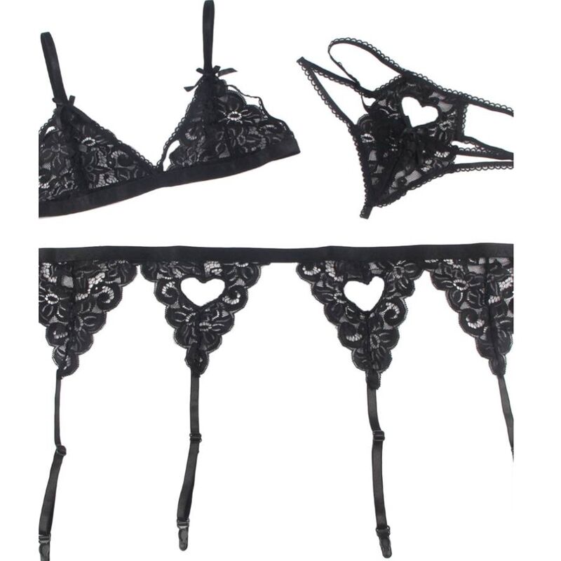Subblime - Set Dreiteiliges Set Bh+ Strumpfgürtel + String S/M