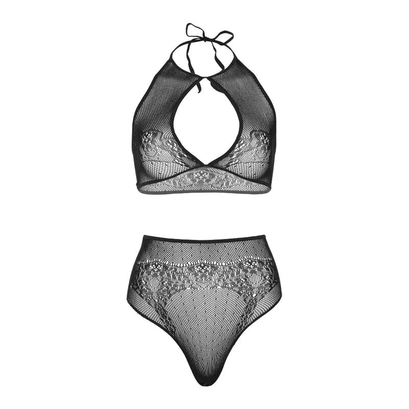 Leg Avenue - Zweiteiliges Set, Neckholder-Crop-Top und Tanga-Höschen, Einheitsgröße