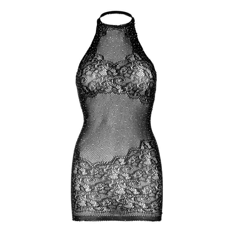 Leg Avenue - Strass Neckholder-Minikleid, Einheitsgröße- Schwarz