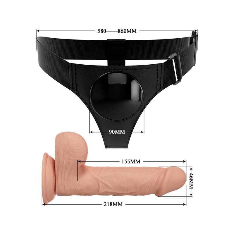 Pretty Love - Harness-Hose Universal-Harness mit Dildo Jerry 21.8 cm Natur