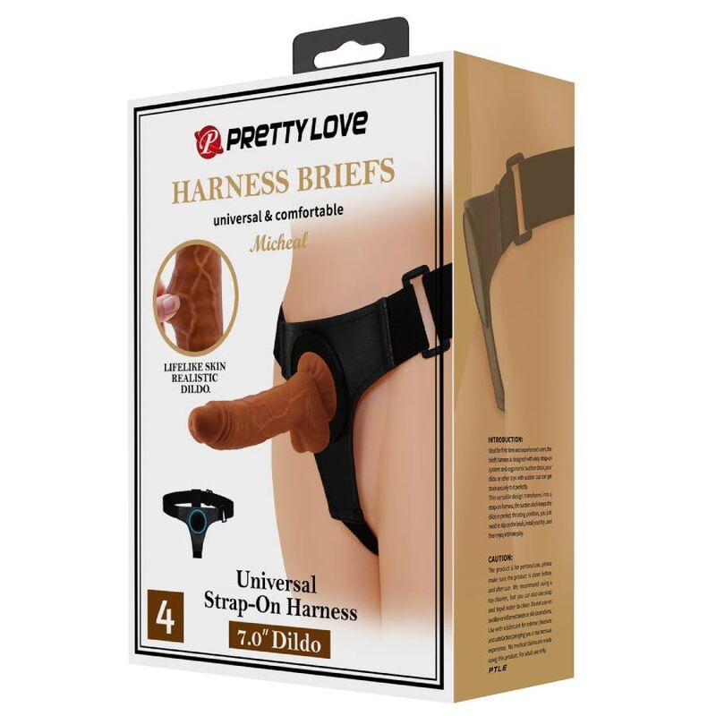Pretty Love - Harness-Hose Universal-Harness mit Dildo Micheal 20 cm Schwarz