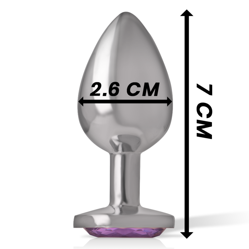 Intense - Analplug aus Aluminiummetall mit Violettem Kristall, Grösse S