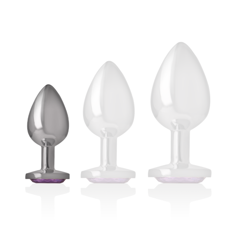 Intense - Analplug aus Aluminiummetall mit Violettem Kristall, Grösse S