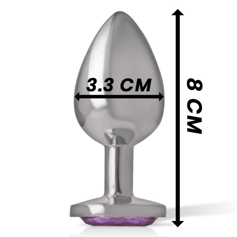 Intense - Analplug aus Aluminiummetall mit Violettem Kristall, Grösse M