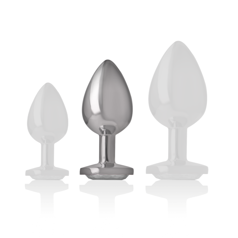 Intense - Aluminium-Metall-Analsplug mit Silbernem Kristall, Grösse M