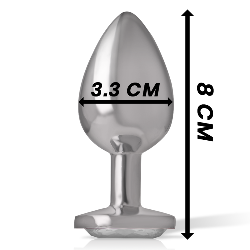 Intense - Aluminium-Metall-Analsplug mit Silbernem Kristall, Grösse M