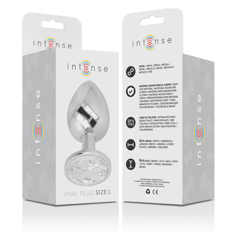 Intense - Analplug aus Aluminiu Mmetall mit Silbernem Kristall, Grösse L