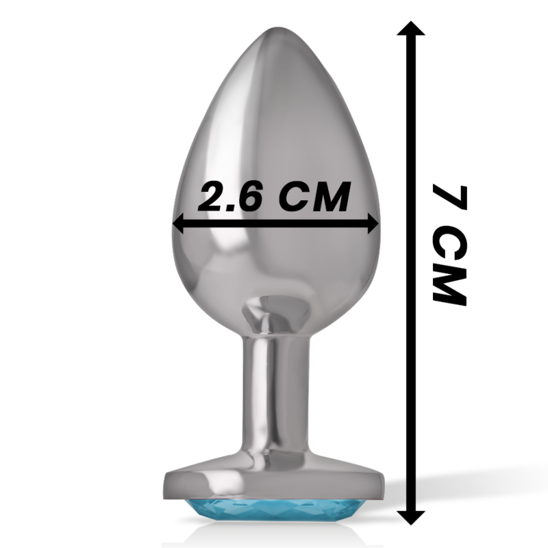 Intense - Analstecker aus Aluminiummetall mit Blauem Kristall, Grösse S
