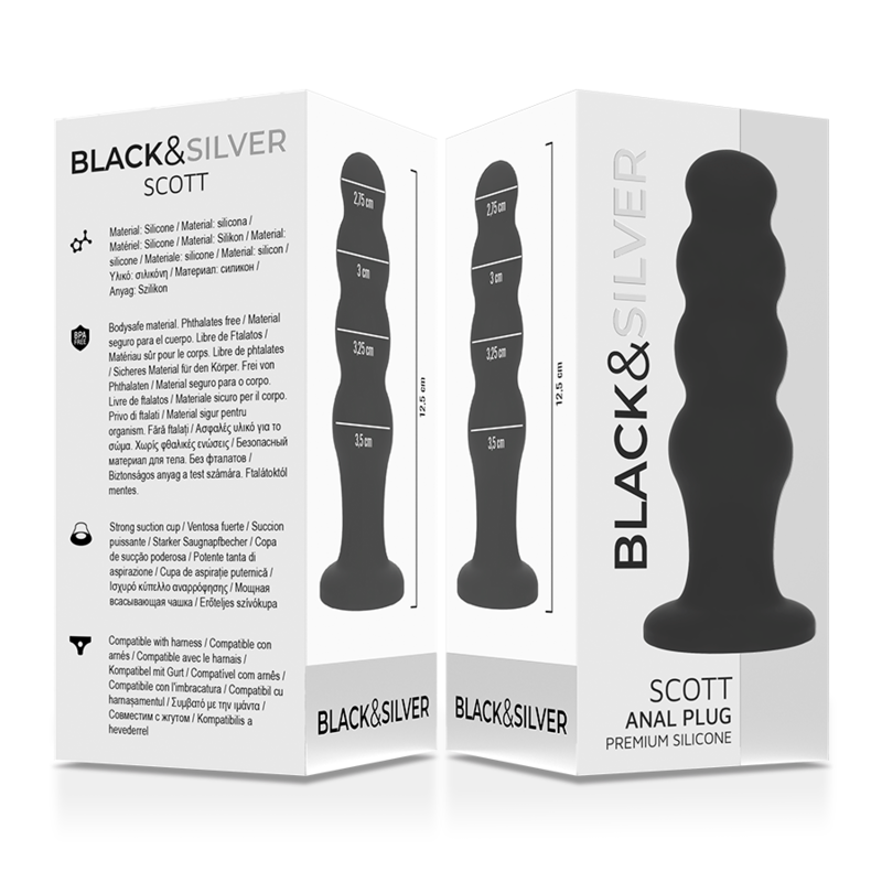 Black&Silver - Scott Premium Silikon Analplug Schwarz