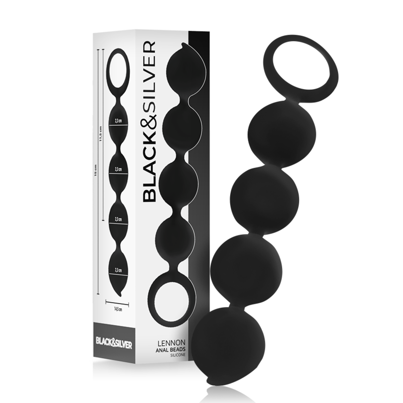 Black&Silver - Lennon Anal Rosenkranz 4 Silikonkugeln 15 cm