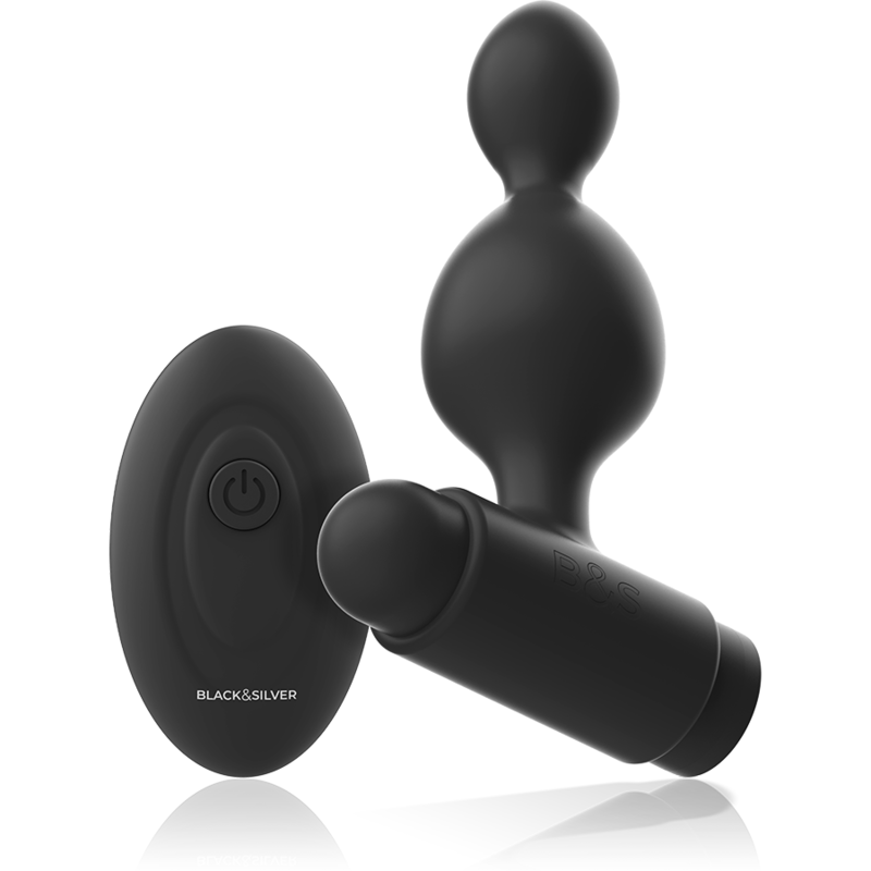 Black&Silver - Tucker Kleine Analstecker aus Silikon mit Fernbedienung