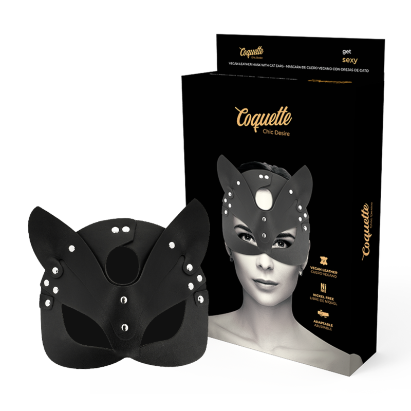 Coquette Chic Desire - Vegane Ledermaske mit Katzenohren