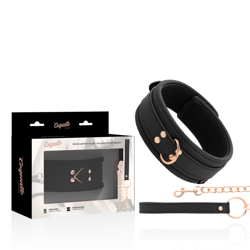 Coquette Chic Desire - Fantasy-Halskette aus Veganem Leder mit Riemen und Neoprenfutter