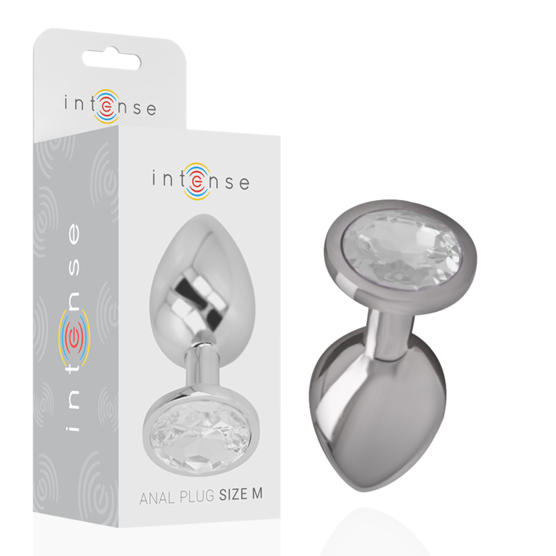 Intense - Aluminium-Metall-Analsplug mit Silbernem Kristall, Grösse M