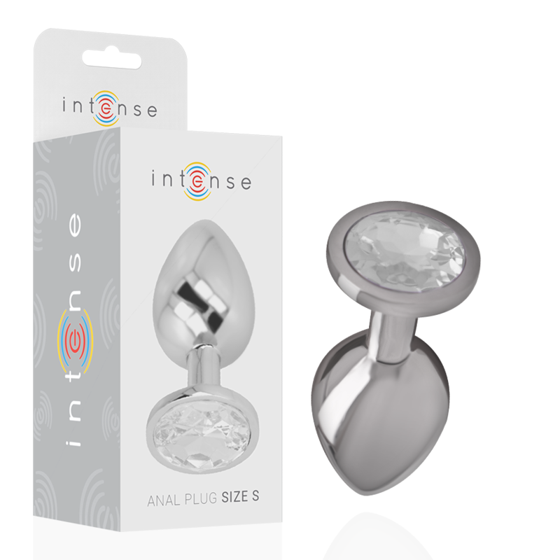 Intense - Analplug aus Aluminiu Mmetall mit Silbernem Kristall, Grösse S