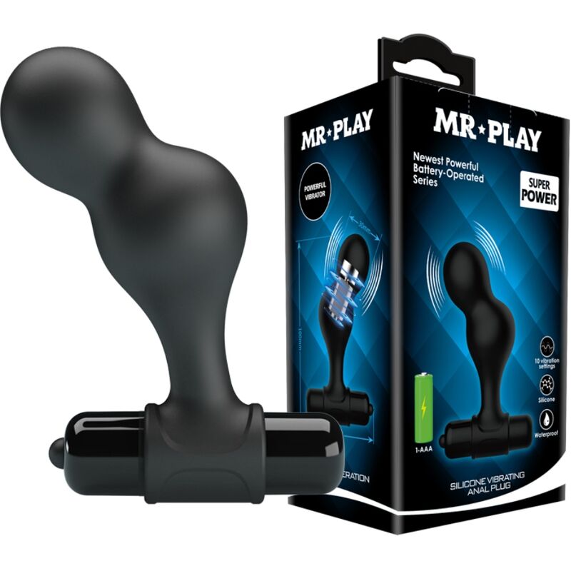 Mr Play - Schwarzer Silikon-Vibrator-Analstecker