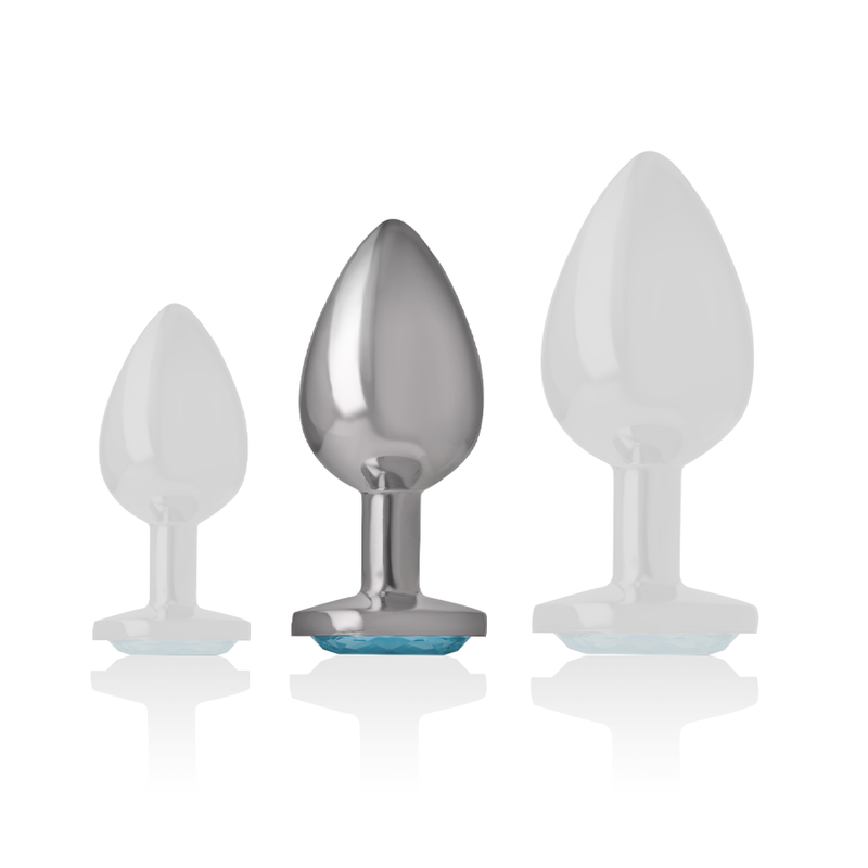 Intense - Aluminium-Metall-Anal-Stecker, Blaues Herz, Grösse M