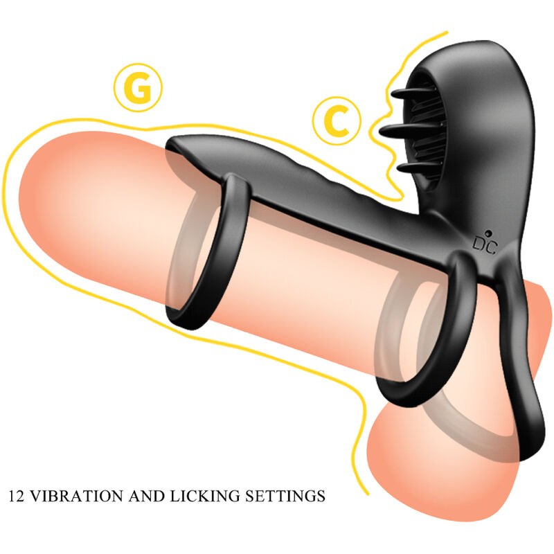 Pretty Love - Jammy Penis-Hülle 12 Vibrationen mit Wiederaufladbarer Silikon-Zunge