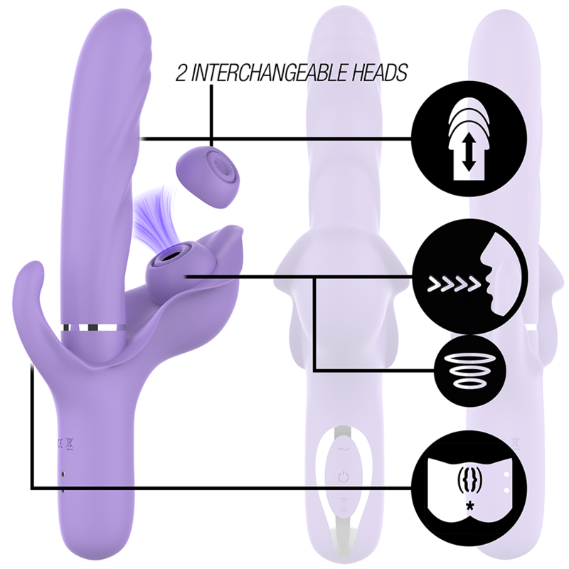 Intense - Billie Multifunktionaler Wiederaufladbarer Saugvibrator mit Lila Druckknopf