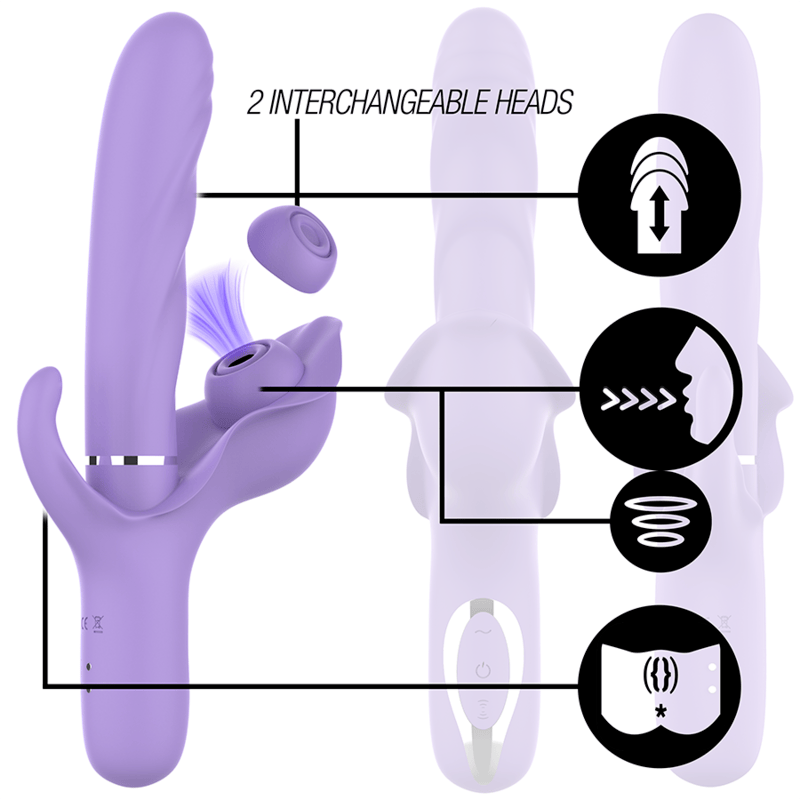 Rabbit-Vibrator Billie Multifunktionaler Wiederaufladbarer Saugvibrator mit Lila