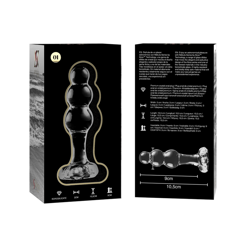 Nebula Series by Ibiza - Modell 1 Stecker Borosilikatglas Transparent 10.5 cm-x-3 cm