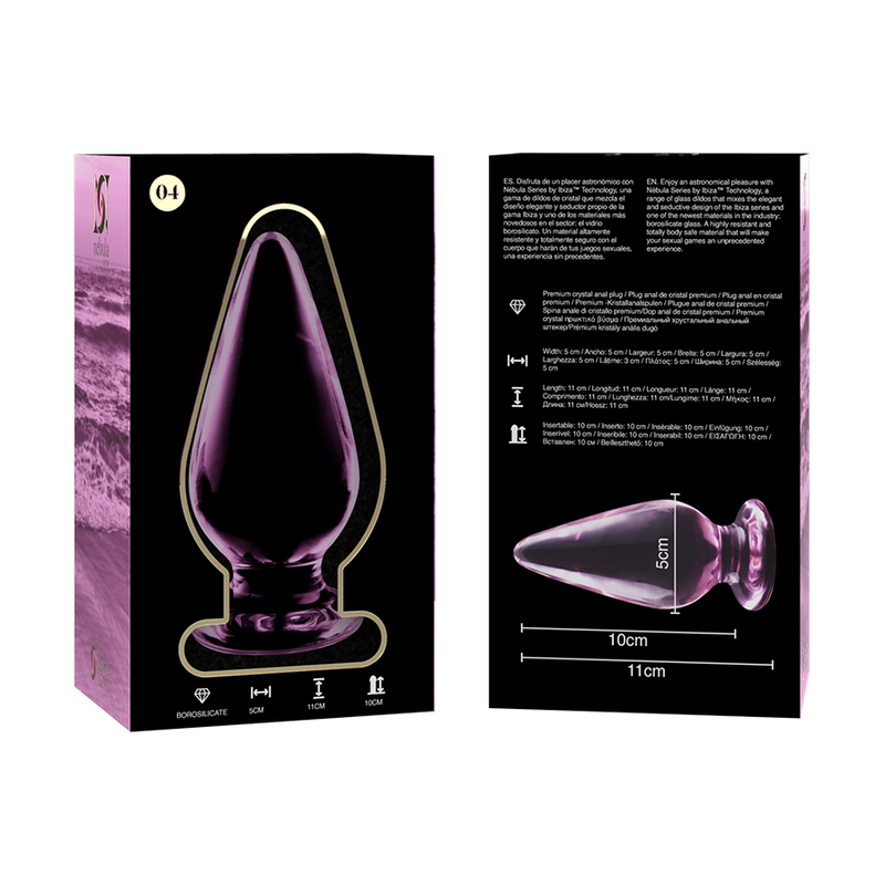 Nebula Series by Ibiza - Modell 4 Analplug Borosilikatglas Rosa 11 cm-x-5 cm