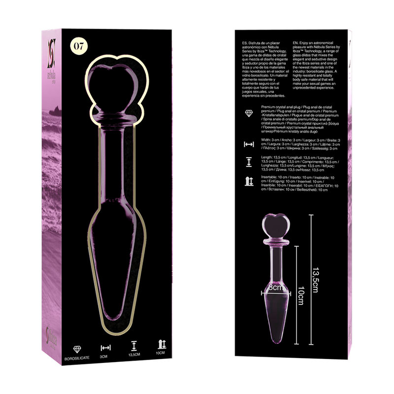 Nebula Series by Ibiza - Modell 7 Analplug Borosilikatglas Rosa 13.5 cm-x-3 cm