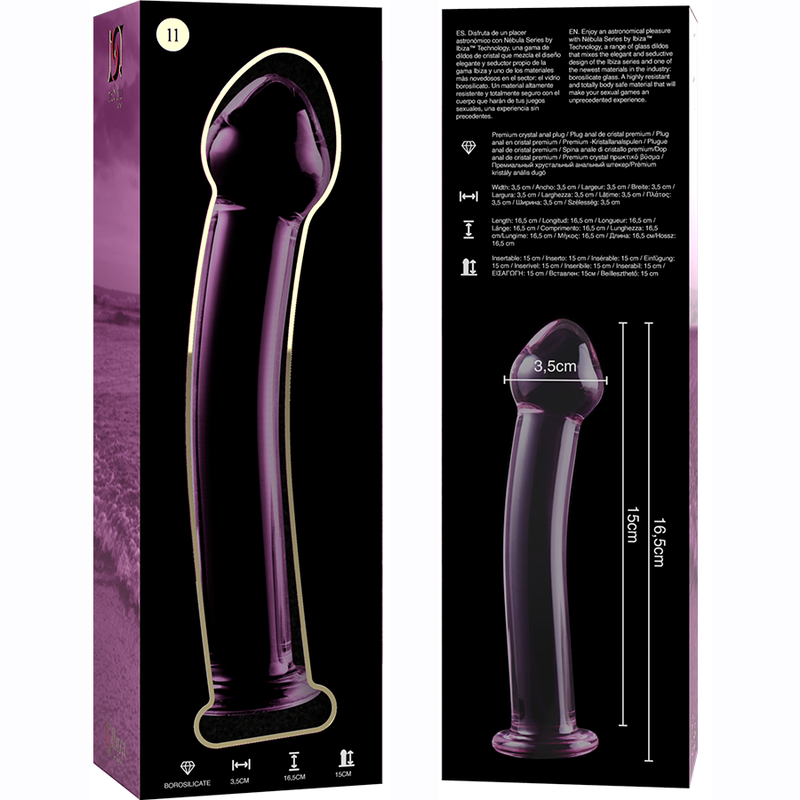 Nebula Series by Ibiza - Modell 11 Dildo Borosilikatglas Rosa 16 cm-x-3 cm