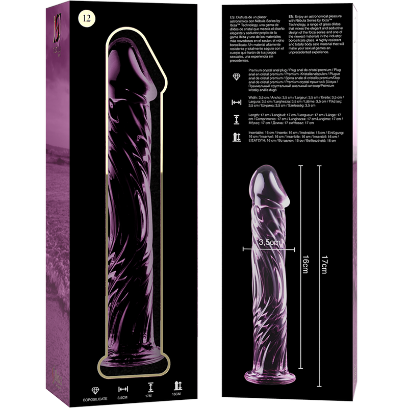 Nebula Series by Ibiza - Modell 12 Dildo Borosilikatglas Rosa 17 cm-x-3.5 cm