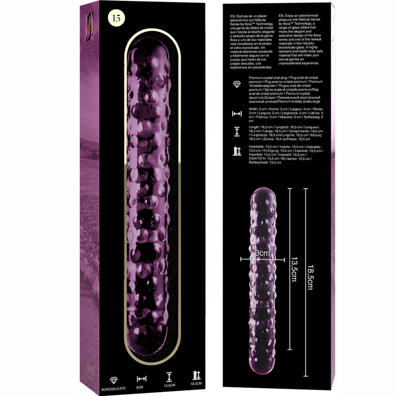 Nebula Series by Ibiza - Modell 15 Dildo Borosilikatglas Rosa 18.5 cm-x-3 cm