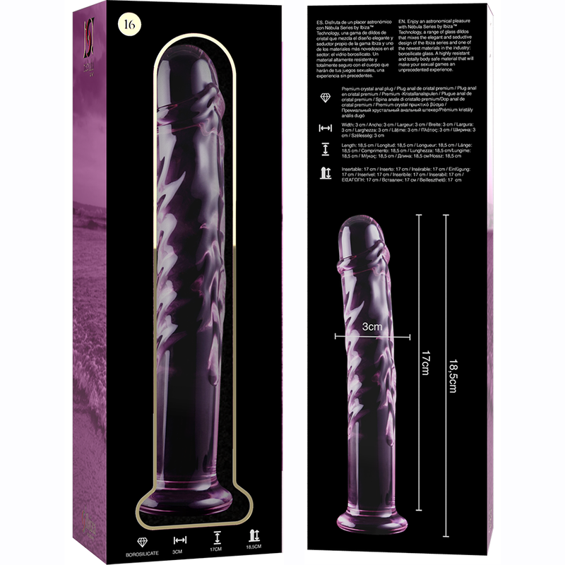 Nebula Series by Ibiza - Modell 16 Dildo Borosilikatglas Rosa 18.5 cm-x-3 cm