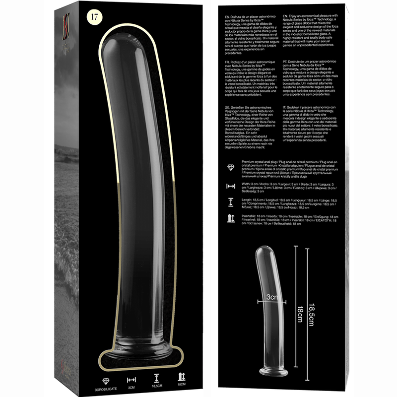 Nebula Series by Ibiza - Modell 17 Dildo Borosilikatglas Klar 18.5 cm-x-3 cm